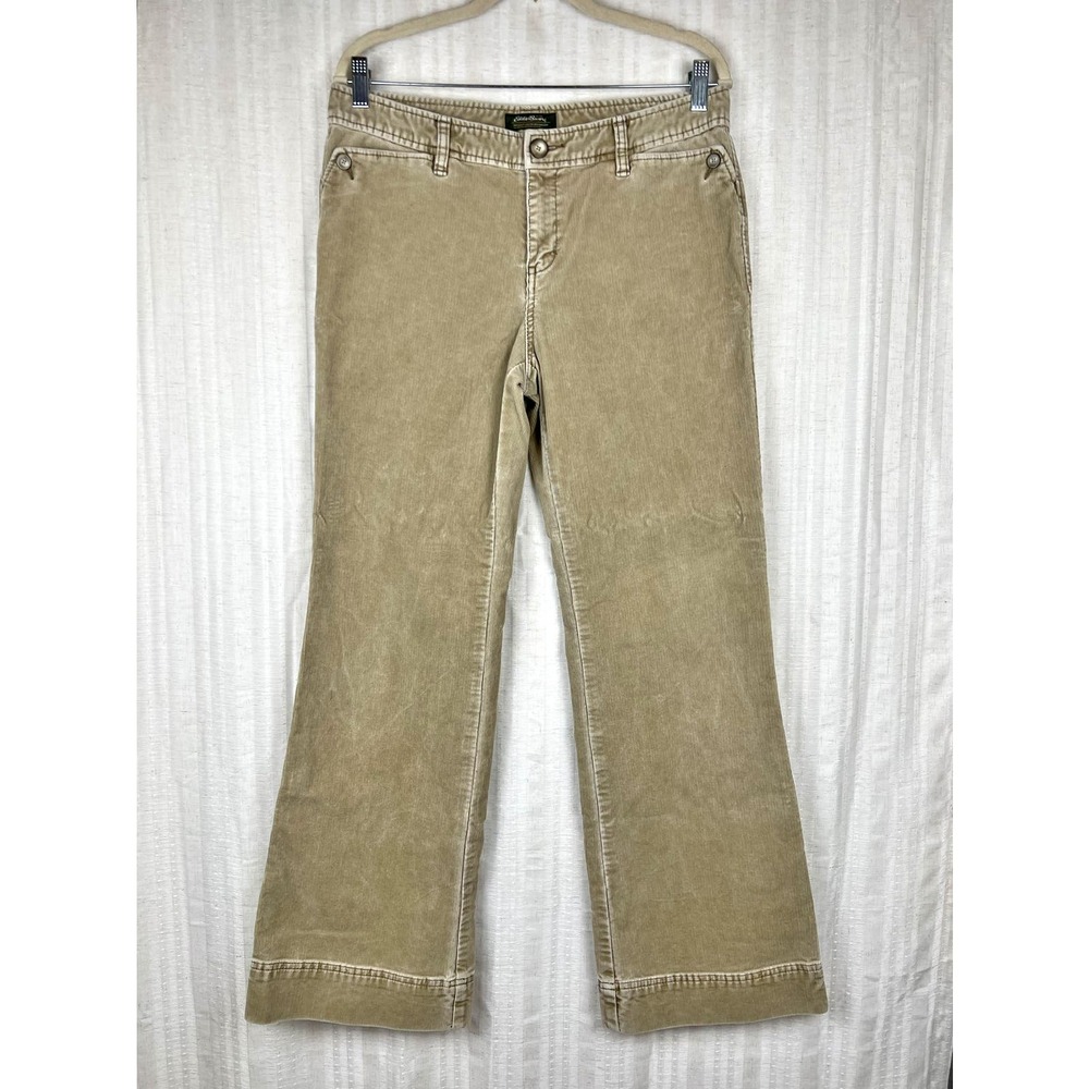 Eddie Bauer Vintage 90s Y2K Khaki Tan Wide Leg Cord Corduroys Size 10